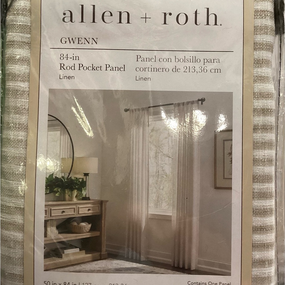 allen + roth Gwenn Linen Rod Pocket Panel (1 Panel) 50 x 84" NEW 4140880